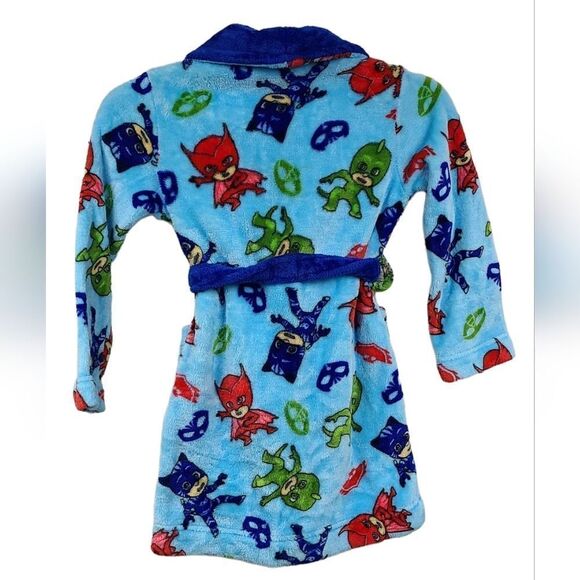 PJ Masks Little Boys' Blue Plush Robe Fleece Belted Bathrobe Sleepwear Size 6 - Picture 3 of 11